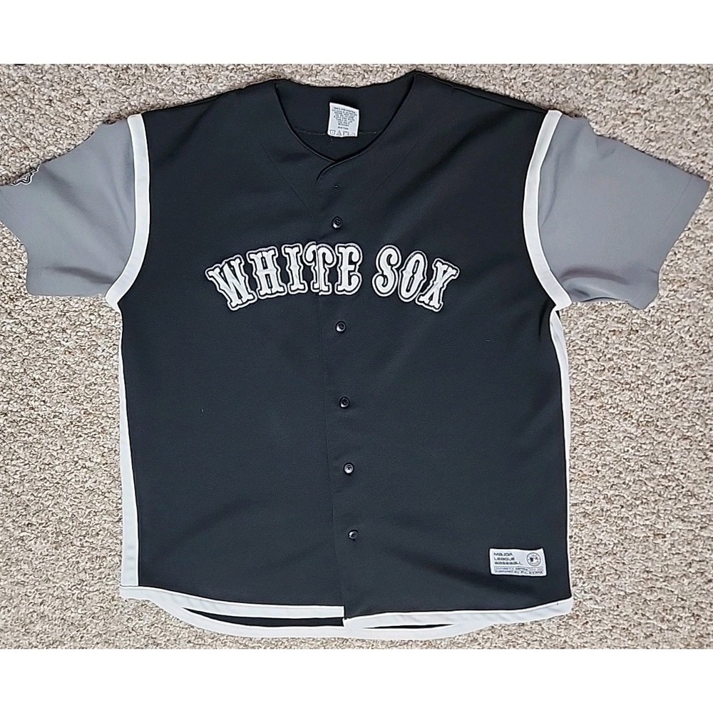 Chicago White Sox MLB Dynasty Series Shirt/Jersey XL‎ Black Silver Embroidered